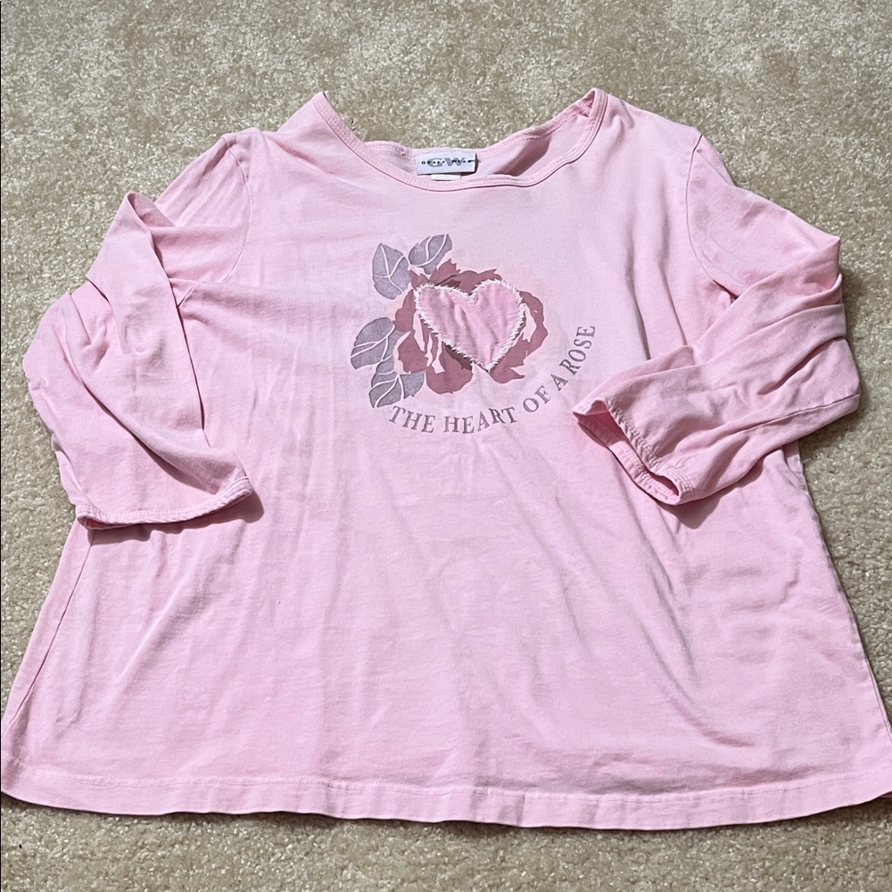 Graff Wear Pink Long Sleeve Heart Tee Size XL